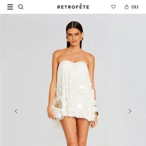 Retrofête Sherry Embellished Dress White Small